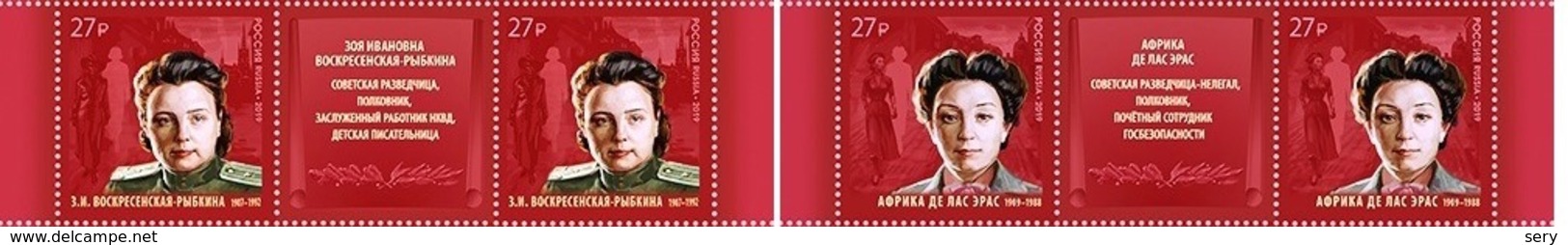 Russia 2019 Set 2 Blocs Of 2 V MNH 100th Anniversary Of The Foreign Intelligence Service - Berühmte Frauen