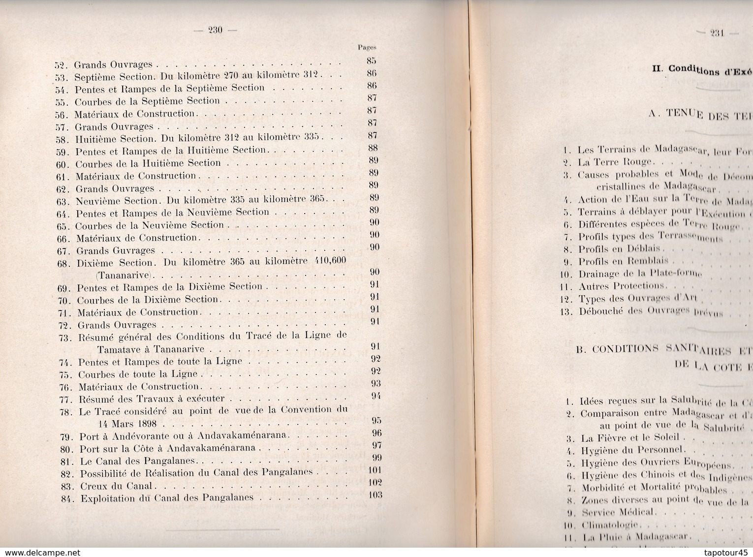 Th )Document   Chemin De Fer De Tananarive A La Mer 1899 /230 Pages Plus Les Cartes 1899> Ile De Madagascar - Histoire