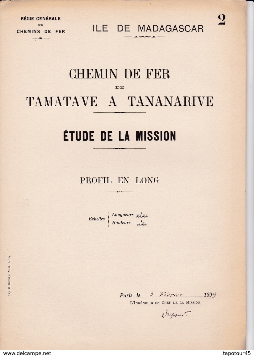 Th )Document   Chemin de fer de Tananarive a la mer 1899 /230 pages plus les Cartes 1899> Ile de Madagascar