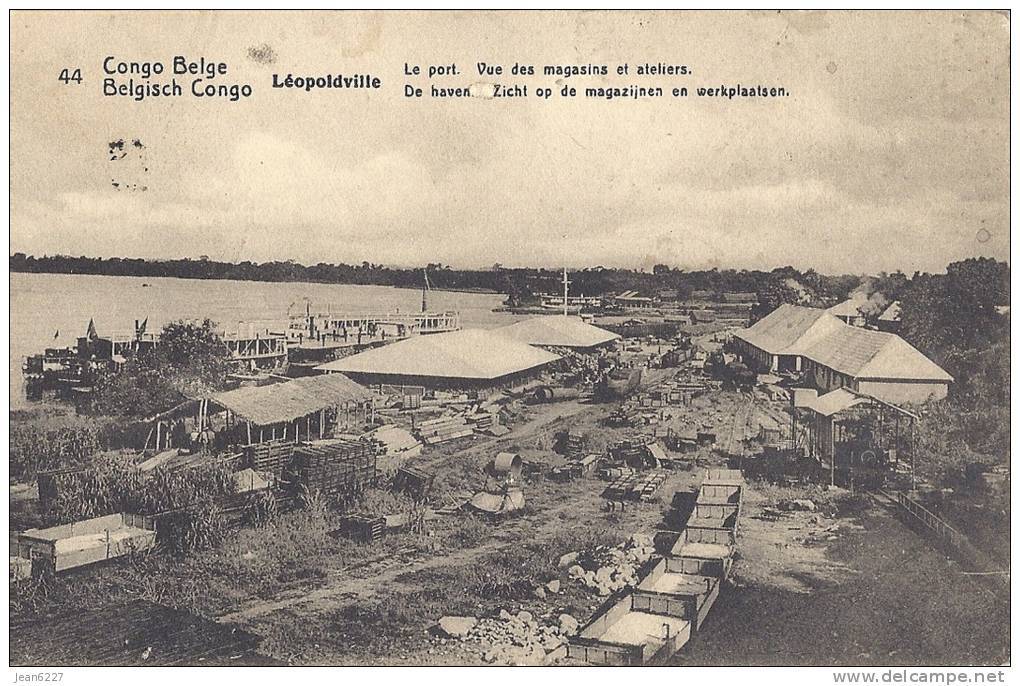 Congo Belge - Léopoldville - Le Port. Vue Des Magasins Et Ateliers - 10 C Surchargé 15 - Interi Postali