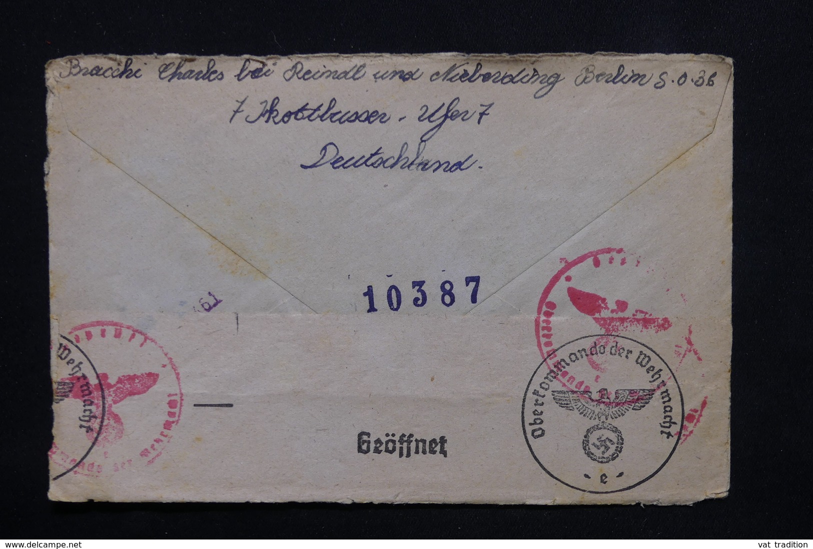 ALLEMAGNE - Enveloppe En Recommandé De Berlin Pour Paris En 1943 , Contrôle Postal , Affranchissement Plaisant - L 24625 - Lettres & Documents