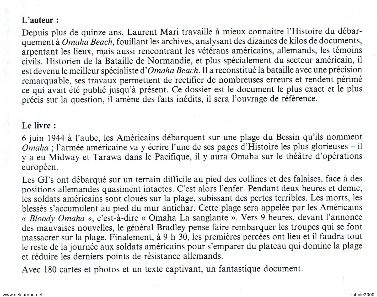 OMAHA LA SANGLANTE 6 JUIN 1944 LAURENT MARI HISTORIQUE ILLUSTRE DU DEBARQUEMENT A OMAHA BEACH  EDITIONS HEIMDAL 1993 - Guerre 1939-45