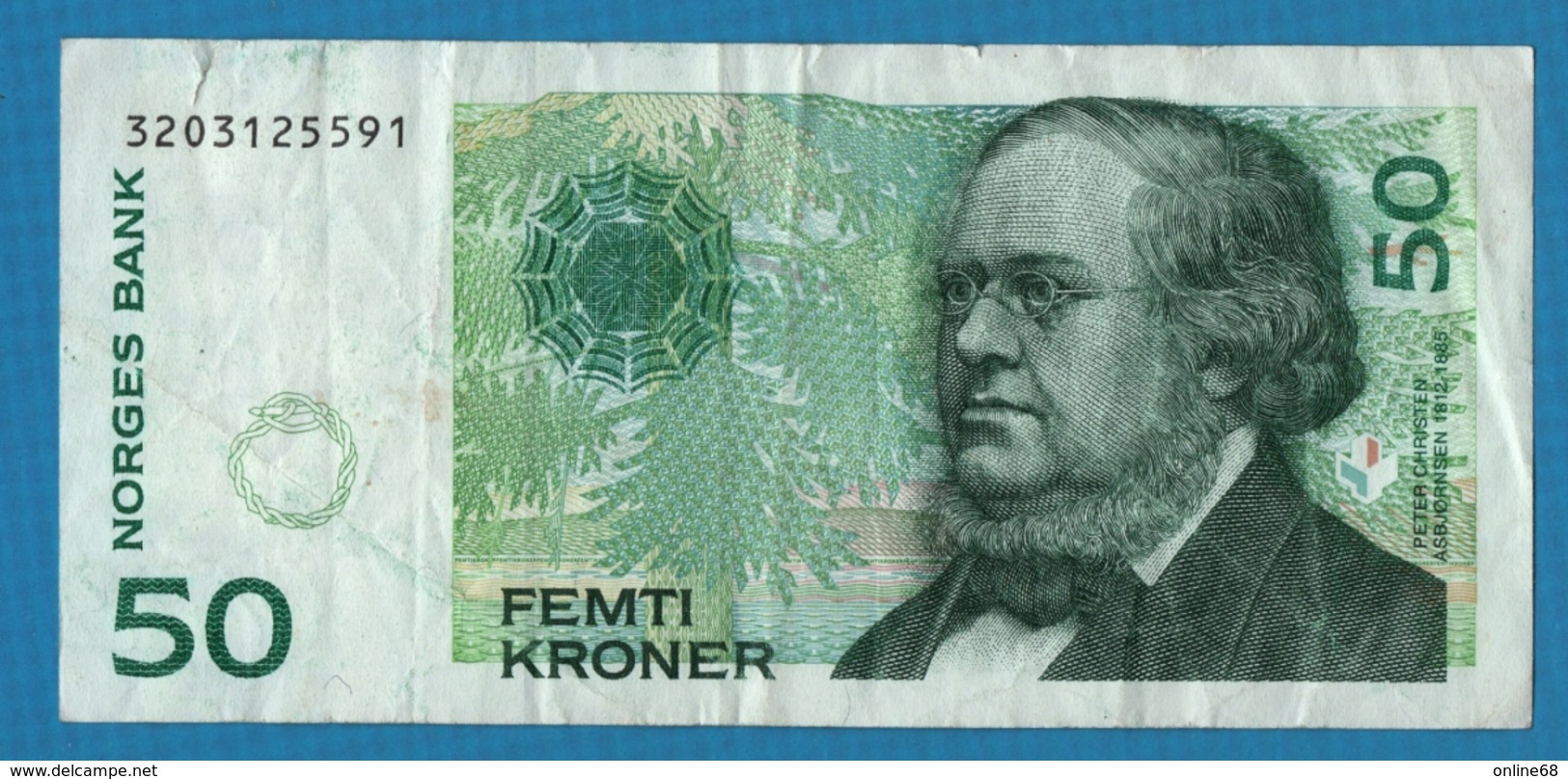 NORWAY 50 Kroner 2000 Serie 3203125591 P# 46 Peter Christen Asbjørnsen - Norvège