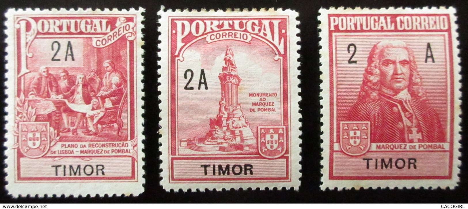 1925 TIMOR Yt 206, 207, 208.  Postal Tax . Marquis De Pombal. Neufs Petites Traces Charnières - Timor