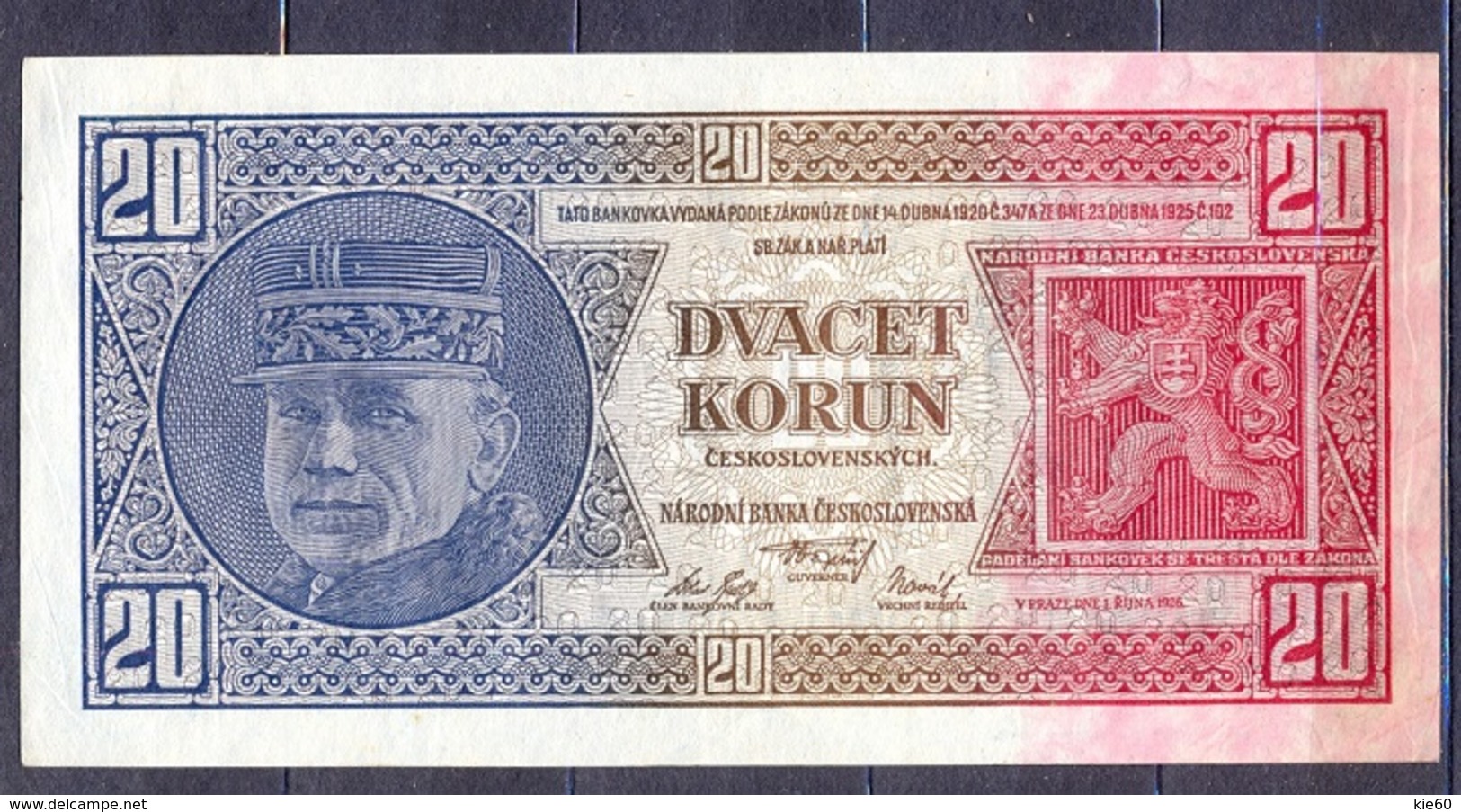 Czechoslovakia  - 1926 -  20 Korun    ..P21.... - Tschechoslowakei