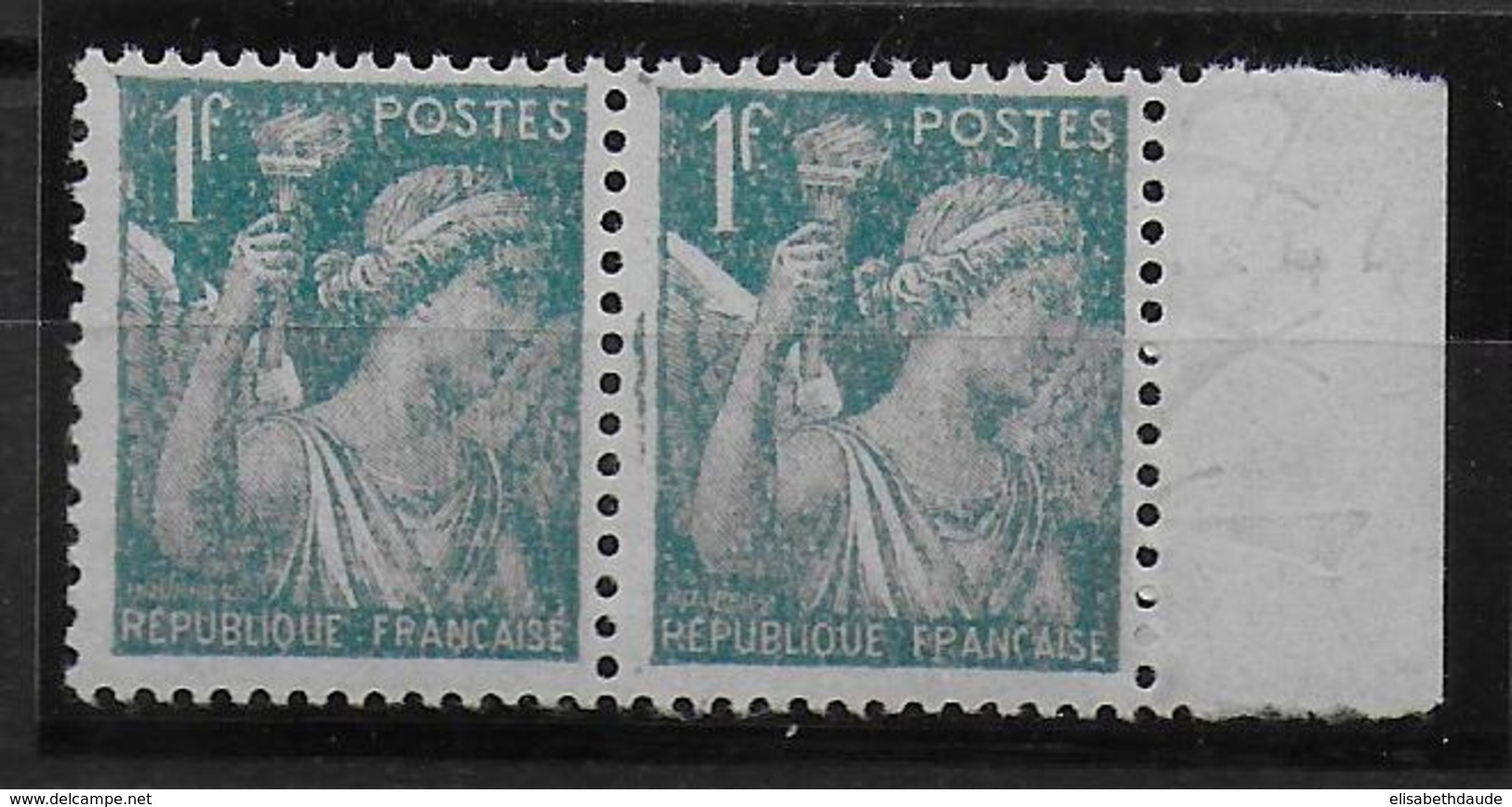 TYPE IRIS - 1944 - YVERT N°650 PAIRE Avec PAPIER FILIGRANE JAPON Sur BDF ** MNH - Unused Stamps