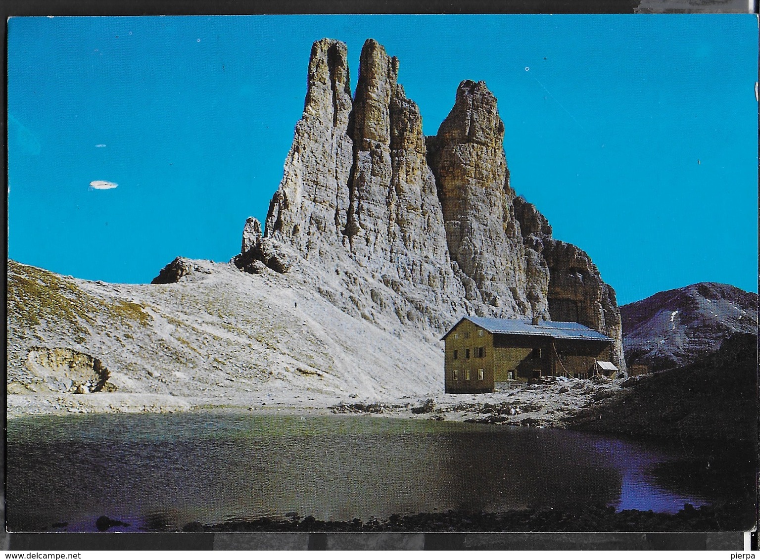 DOLOMITI - TORRI DEL VAJOLET - TIMBRO DI TRE RIFUGI - VIAGGIATA FRANCOBOLLO ASPORTATO - Alpinisme