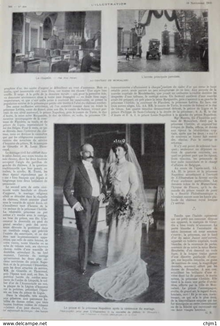 Le Prince Et La Princesse Napoléon Après La Cérémonie Du Mariage - Page Originale 1910 - Documents Historiques