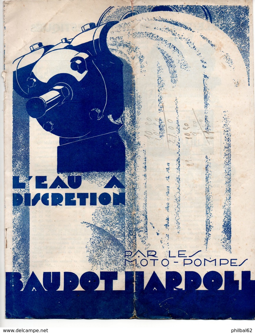 Catalogue De 8 P. L'eau à Discrétion Avec Les Moto-pompes Baudot-Haroll. Goupes Moto-pompes Et Accessoires. - Other & Unclassified