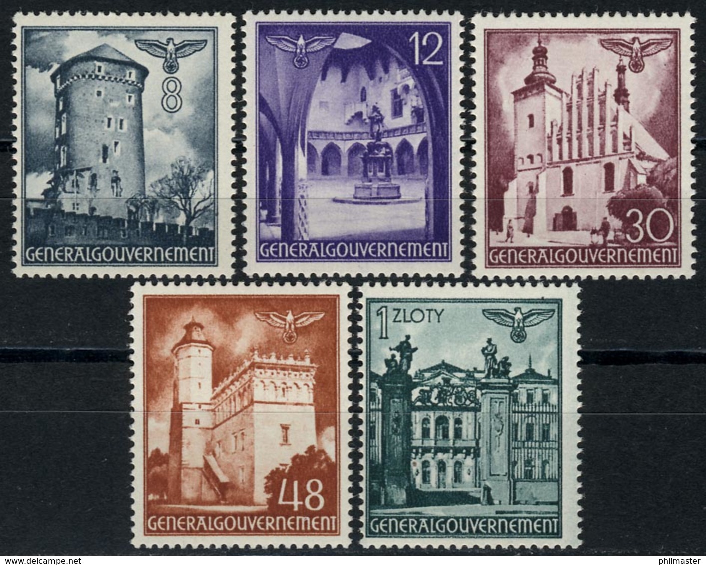 66-70 Freimarken Bauwerke 1941, Satz Komplett ** Postfrisch - Besetzungen 1938-45