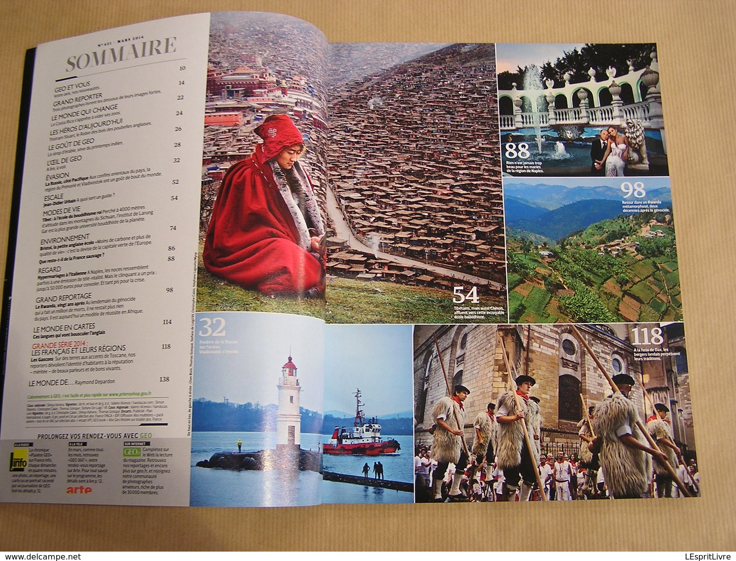 GEO Magazine N° 421 Géographie Voyage Monde Inde Tibet Bouddhisme Gascogne Rwanda Italie Russie Briqtol Angleterre - Tourisme & Régions