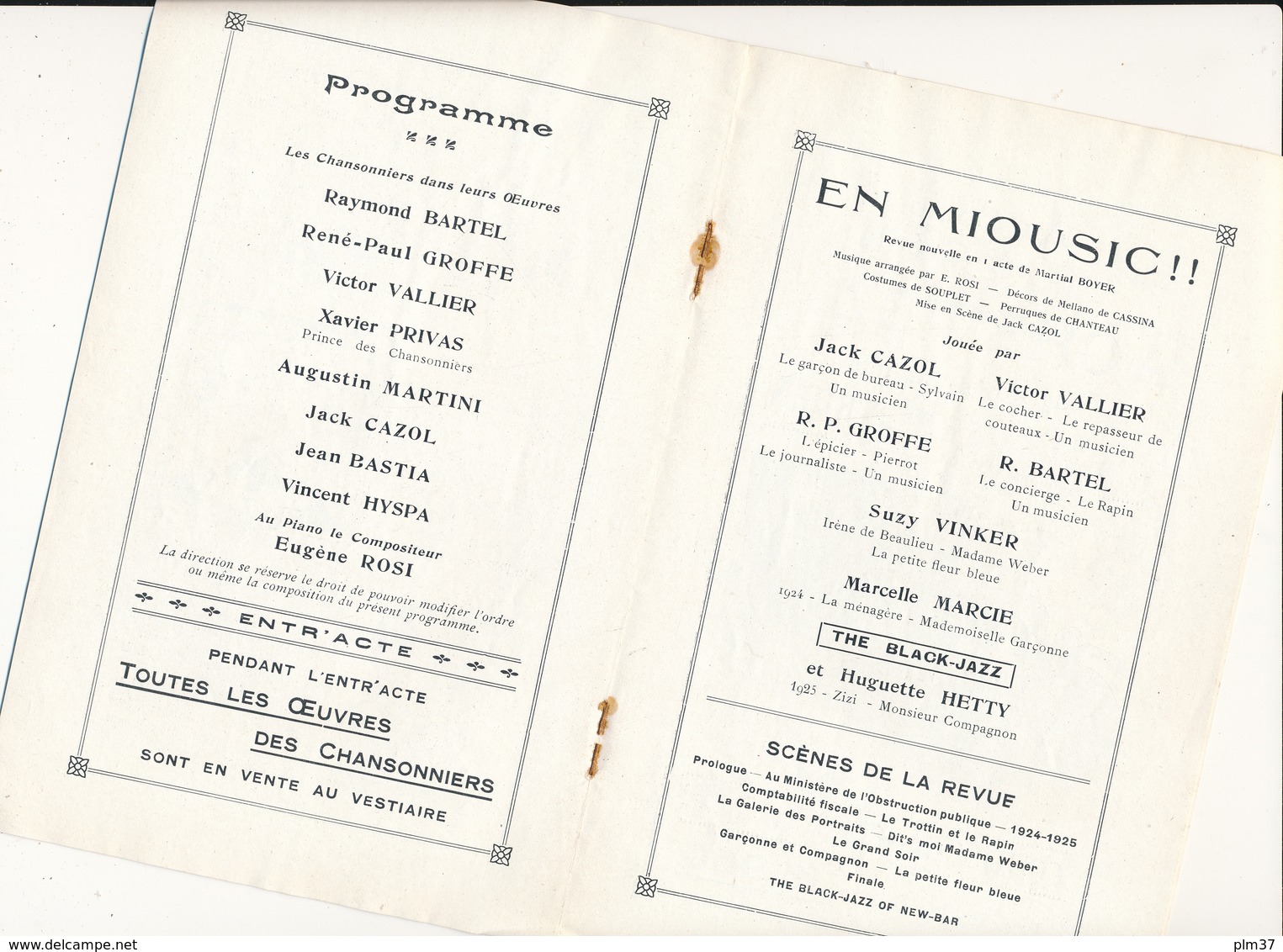 Programme - Cabaret Des Noctambules, Paris 1925 - Programmes