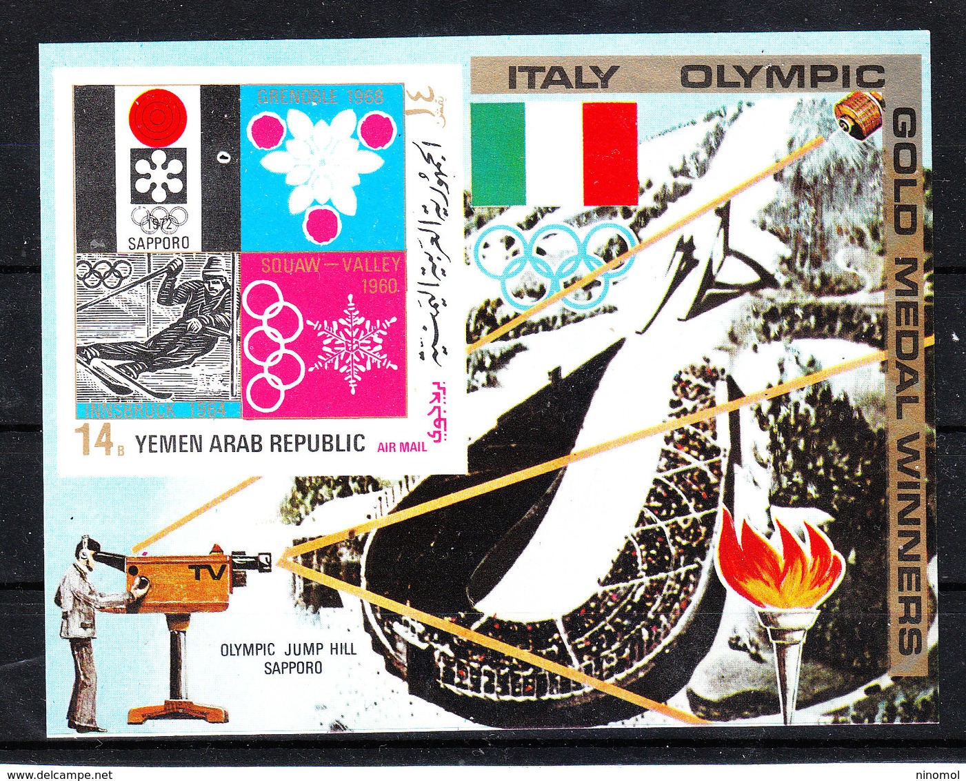 Yemen  Yar -  1971. Medaglie Italiane A Sapporo. MNH Bl. Fresh - Inverno1972: Sapporo