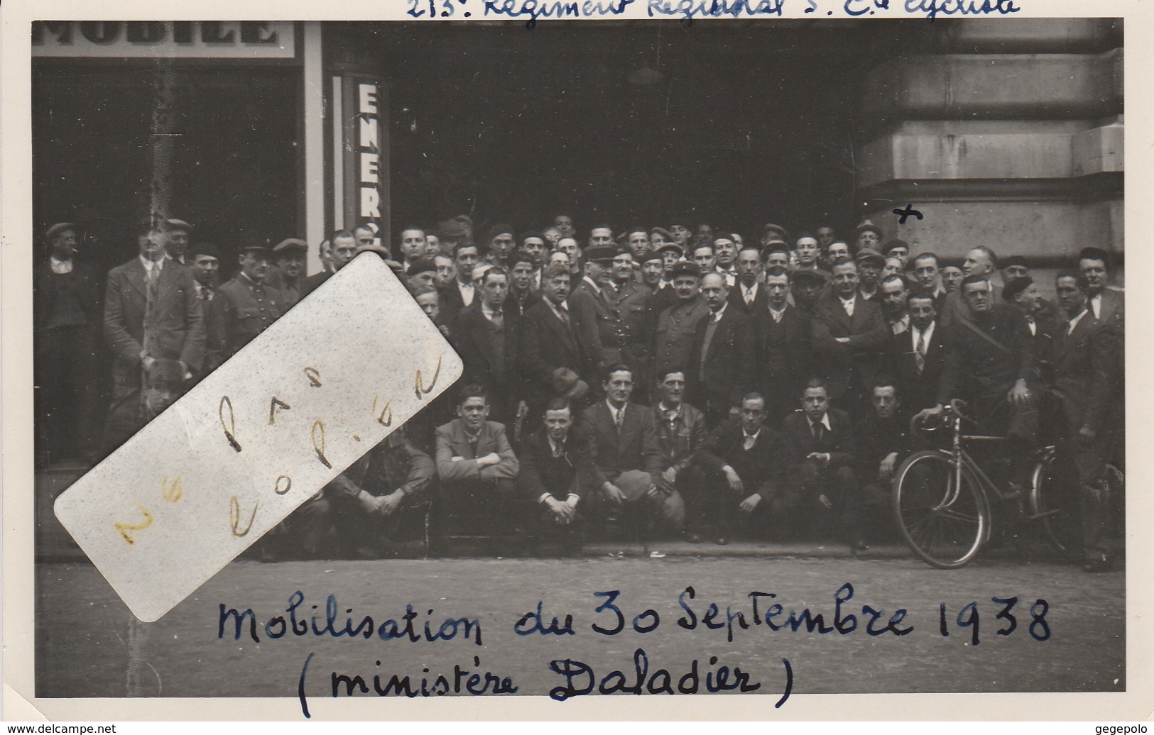 213ème Régiment Régional - 5ème Cie Cycliste - Mobilisation Du 30/09/1938 - Ministère Daladier  ( Photo Format Cpa  ) - War, Military