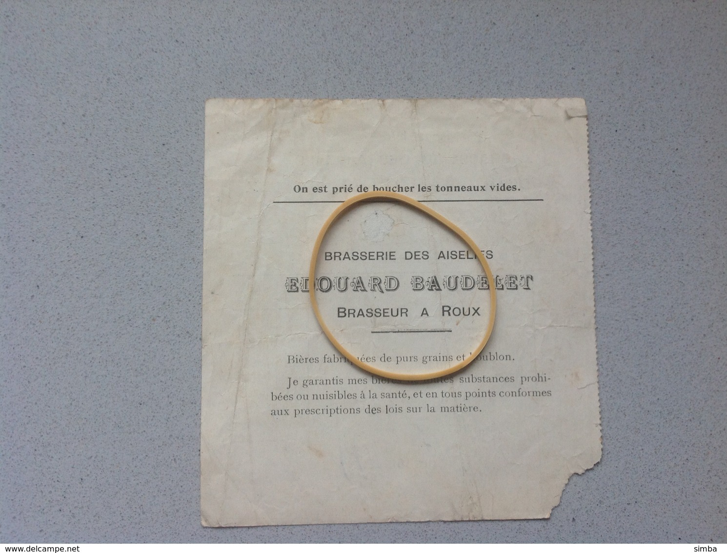 Roux Brasserie Des Aiselies Eduart Baudelet 1909 Bon De Livraison - Autres & Non Classés