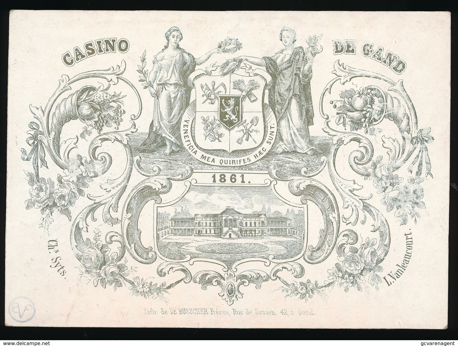 GENT PORSELEINKAART  17.5 X 12 CM - CASINO DE GAND  1861 - Gent