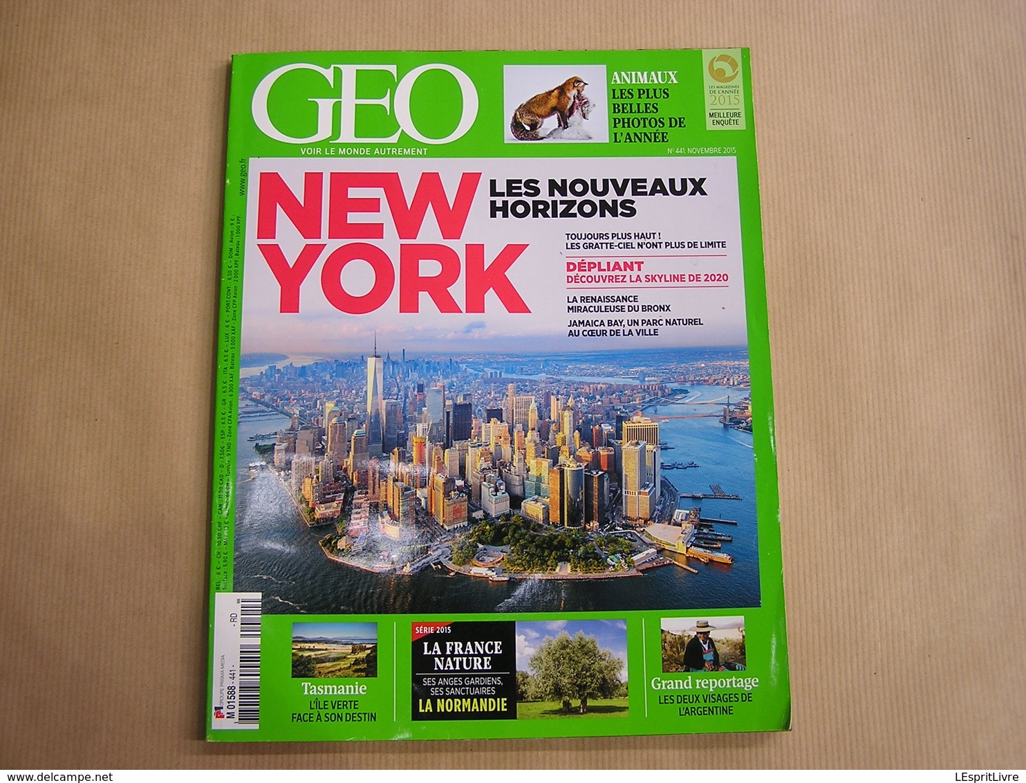 GEO Magazine N° 441 Géographie Voyage Monde Gratte Ciel New York USA Tasmanie Normandie Argentine Amérique Sud Animaux - Tourisme & Régions