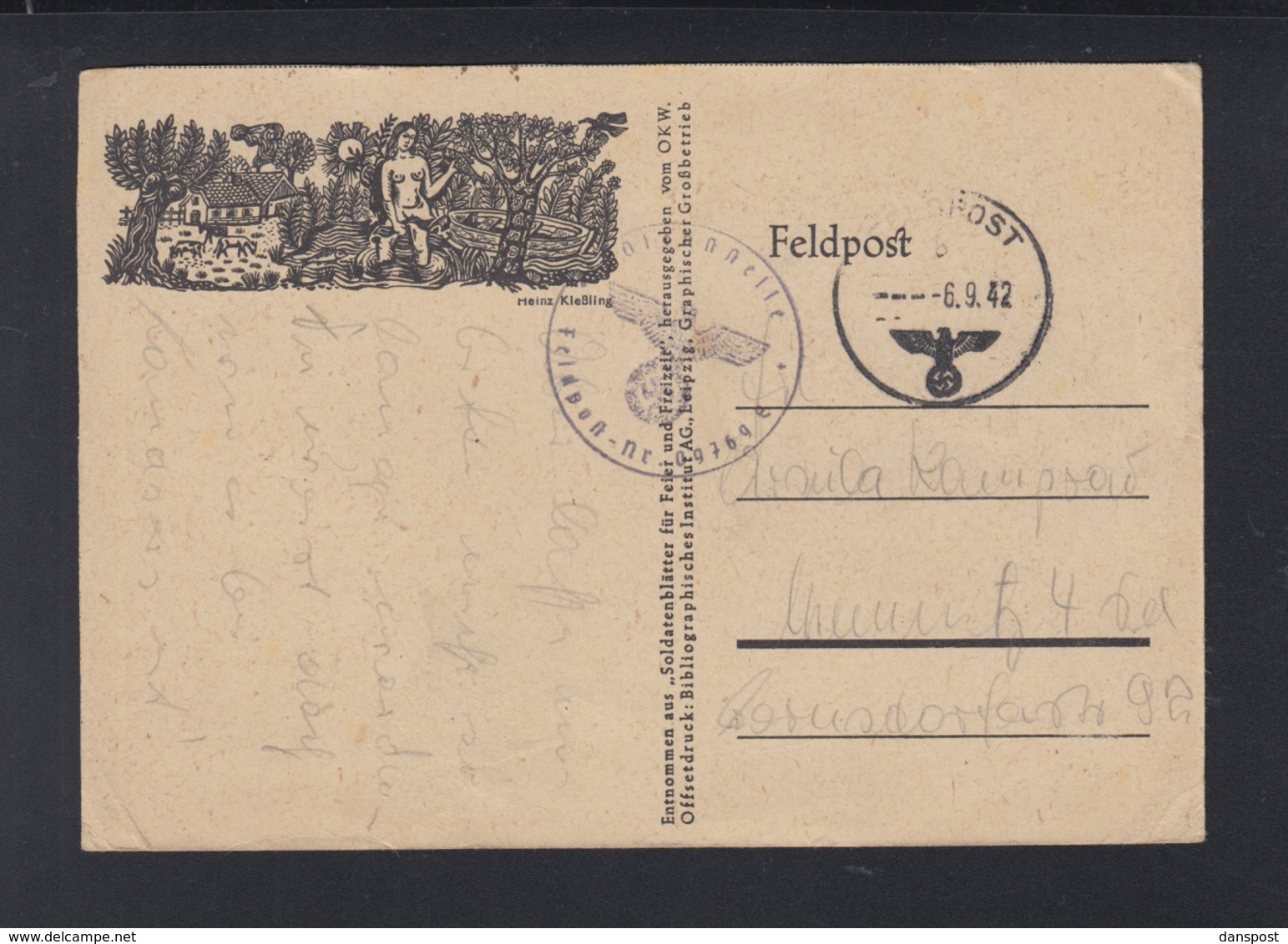 Dt. Reich Feldpost 09769 Leningrad 1942 Gelaufen - Storia Postale