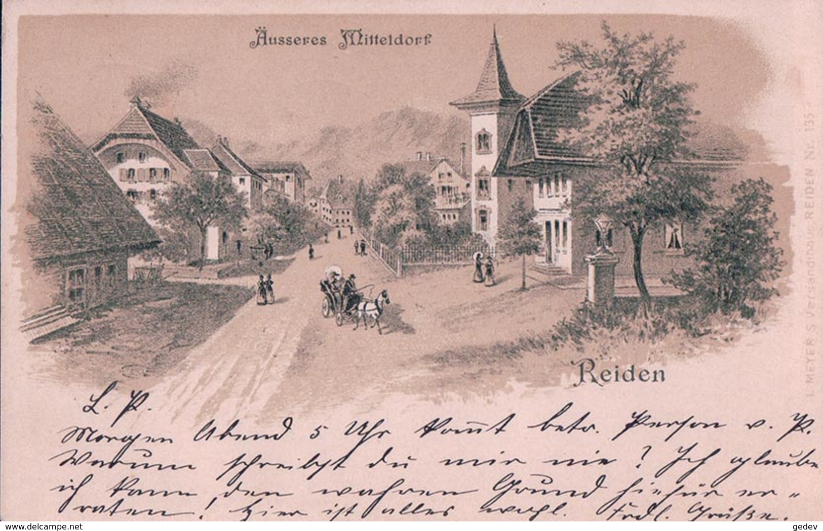 Reiden LU, Ausseres Mitteldorf, Attelage, Litho (23.5.1904) - Reiden