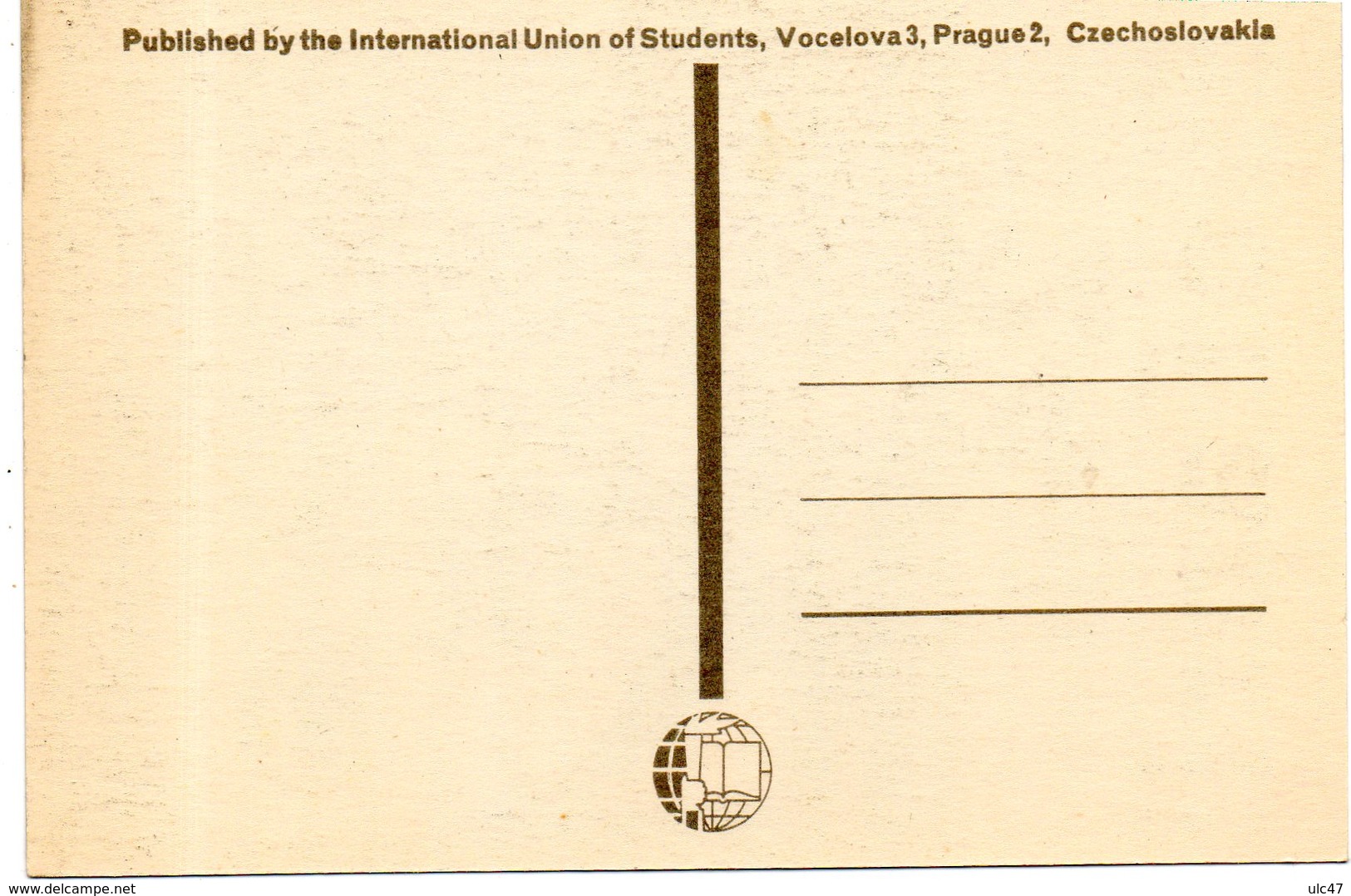 - The International Union Of Students, Vocelova 3, Prague2. CZECHOSLOVAKIA - Scan Verso - - Autres & Non Classés