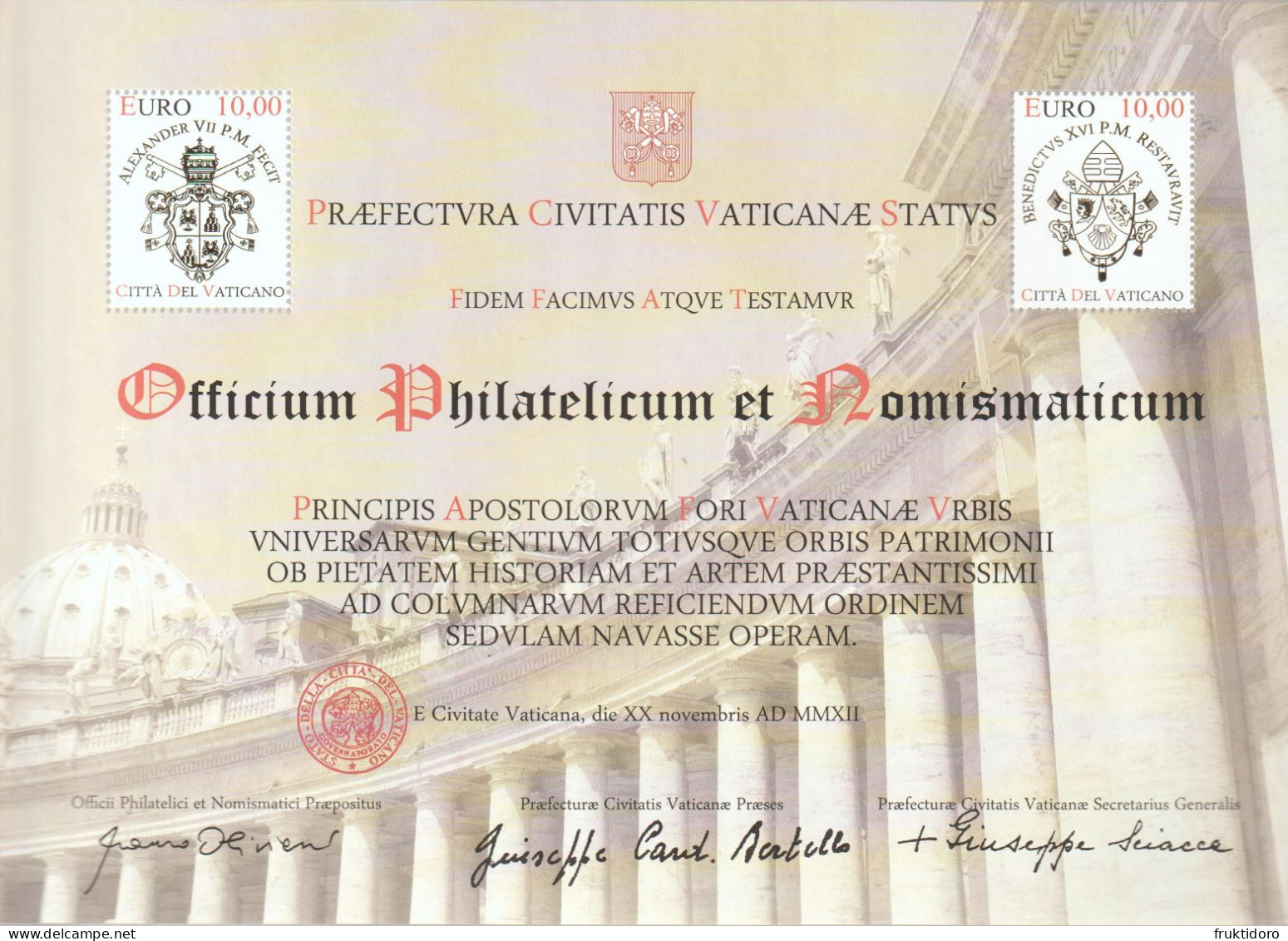 Vatican City Mi Block 39 Restoration Of The Colonnades On St. Peter's Square ** 2012 - Blokken & Velletjes