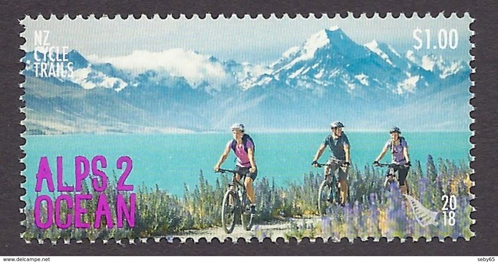 New Zealand 2018 Cycle Trails - Alps To Ocean, Sport, Outdoor, Cycling, Lake, Mount Cook, Scenic Mountains MNH - Unused Stamps