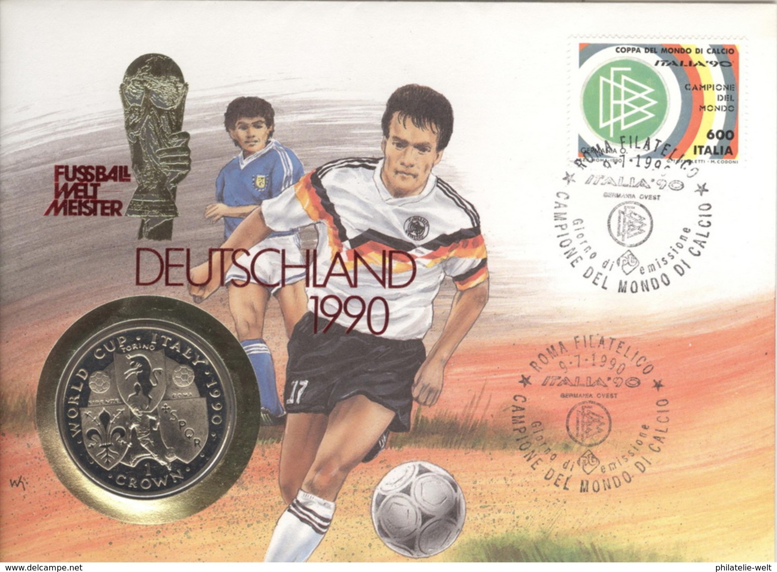 Isle Of Man Numisbrief Fußball-WM 1990 - Isle Of Man