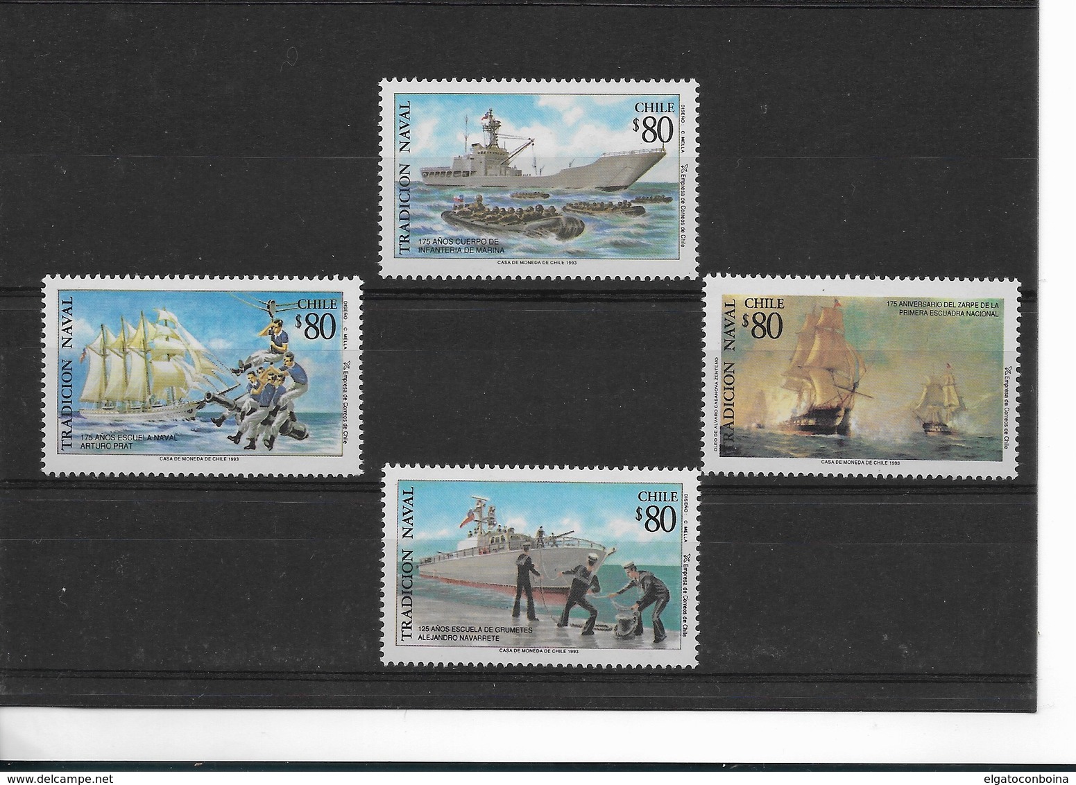 CHILE 1993 NAVAL TRADITION SHIPS MILITARY NAVY SET OF 4 VALUES COMPLETE MNH - Cile