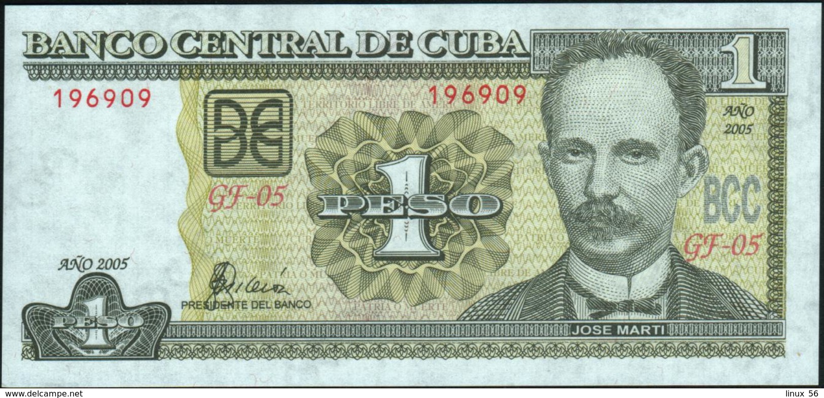 CUBA - 1 Peso 2005 {José Marti} UNC P.121 E - Cuba