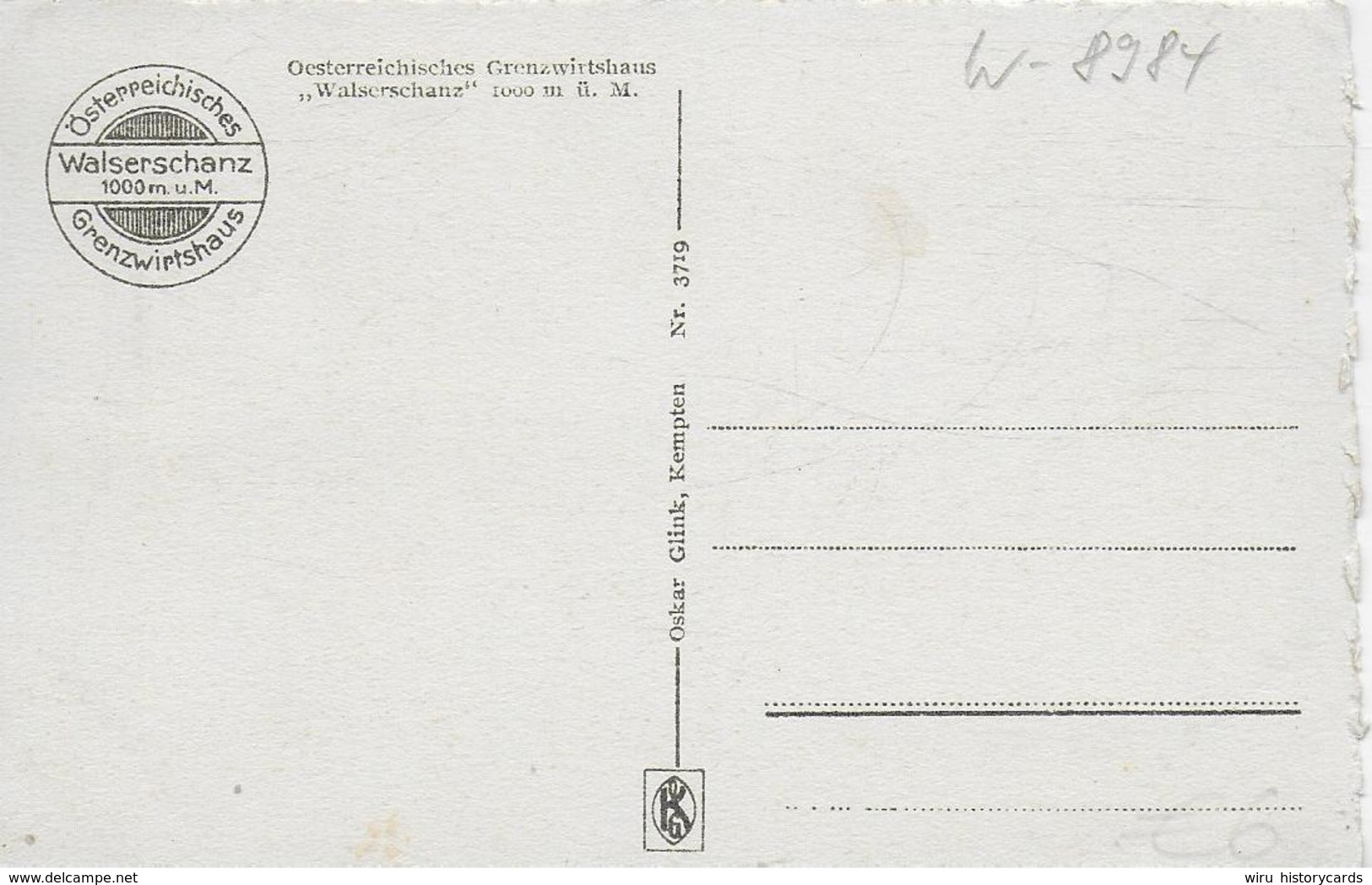 AK 0183  Österreichisches Grenzwirtshaus " Walserschanz " - Verlag Glink Um 1930 - Kleinwalsertal