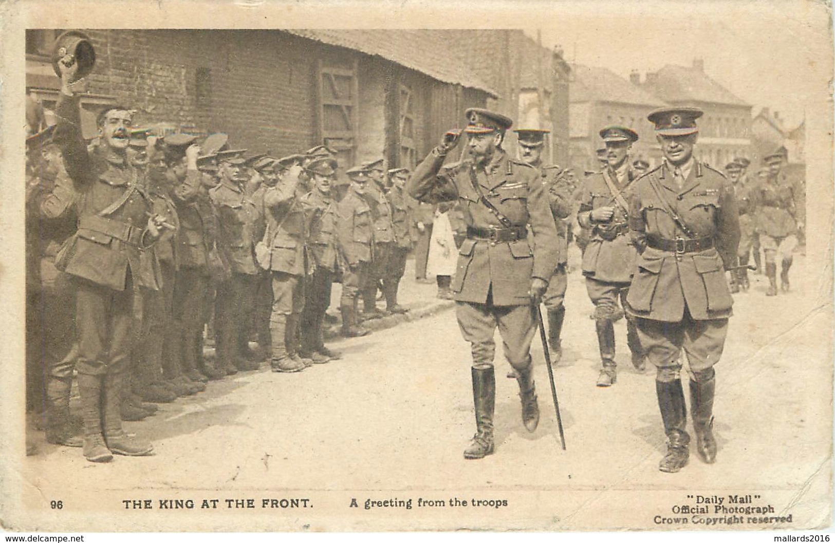 WW1 - THE KING AT THE FRONT, DAILY MAIL OFFICIAL PHOTO - POSTED 1918 #84607 - War 1914-18