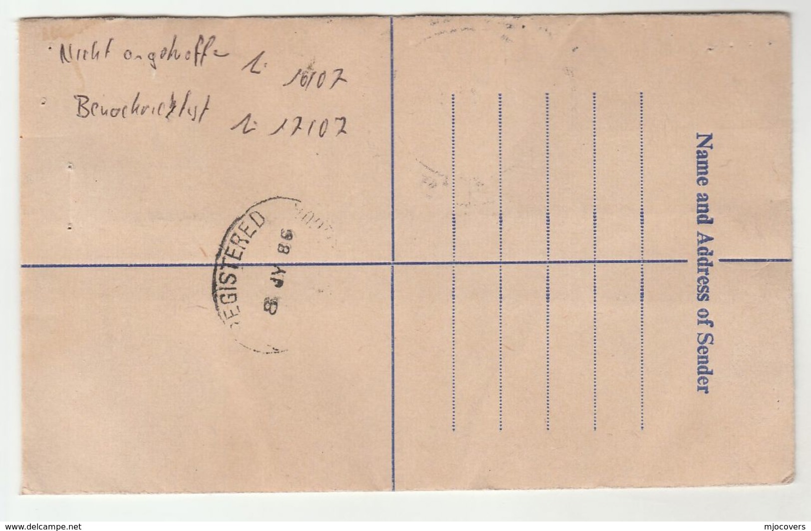 1986 ANTIGUA REGISTERED 15c Postal STATIONERY COVER Uprated 40c PINEAPPLE Fruit Stamps To GERMANY - Antigua And Barbuda (1981-...)