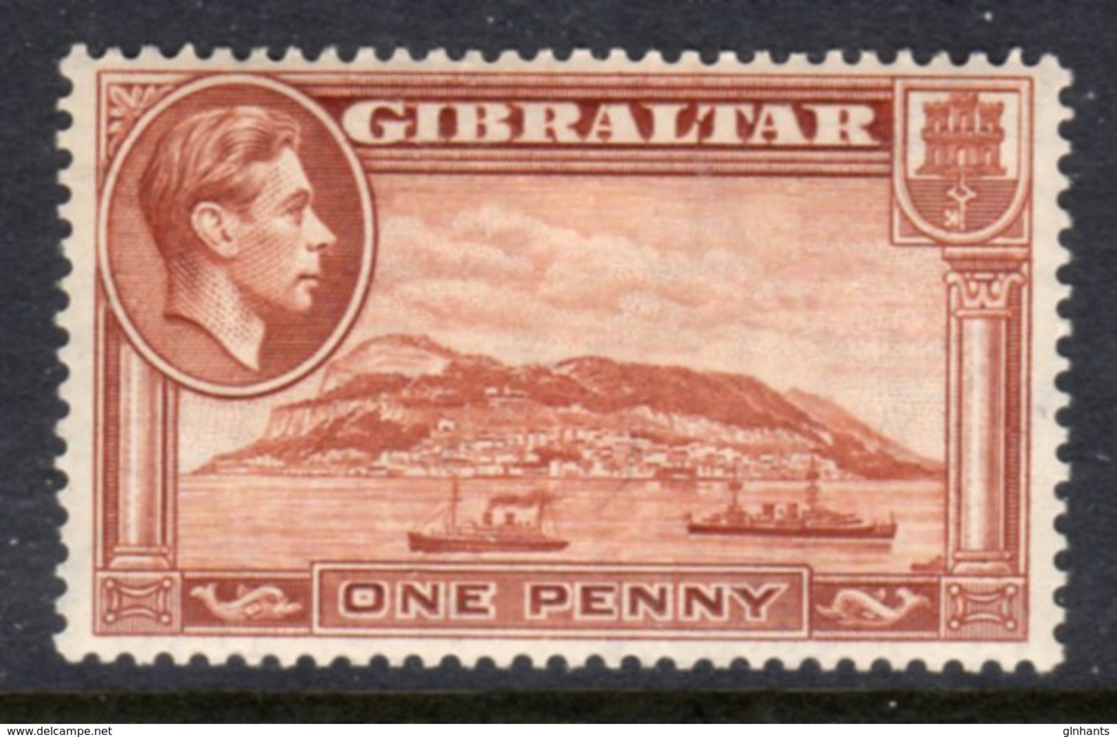 GIBRALTAR - 1938-1951 KGVI 1940 ONE PENNY YELLOW-BROWN PERF 13.5 WMK UPRIGHT MINT MM * SG122a - Gibraltar