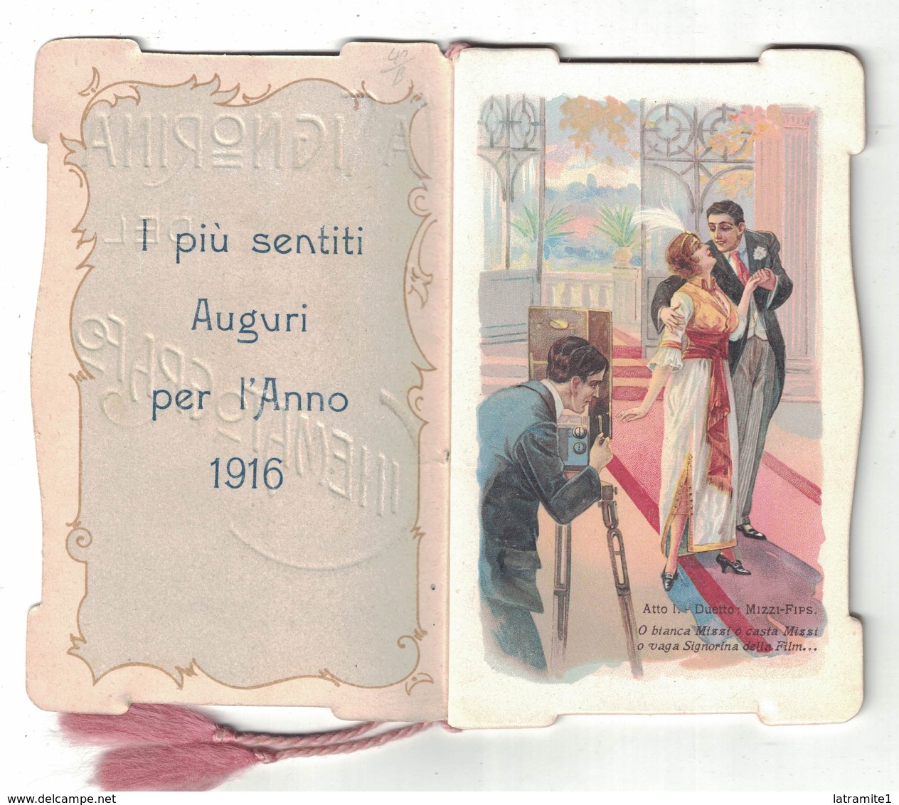 CALENDARIETTO BORTOLOTTI BOLOGNA 1916  LA SIGNORINA DEL CINEMATOGRAFO - Autres & Non Classés