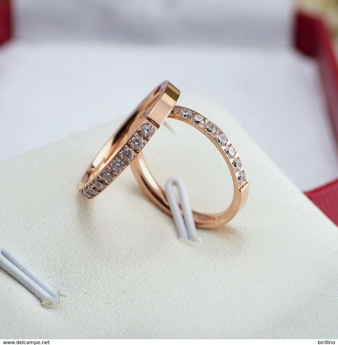 A60044 - Anello Da Donna In Acciaio  Color Rosa/oro Misura 49 Mm - Ringe