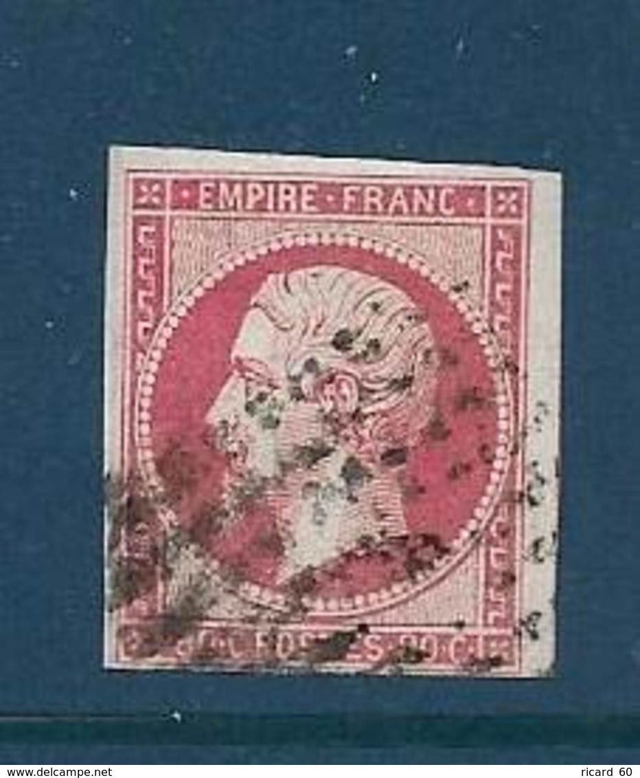 Timbre Oblitéré France ,  N°17a Yt,80c Carmin  , Louis Napoléon, 1854 Empire, Charnière Au Dos, - 1853-1860 Napoléon III