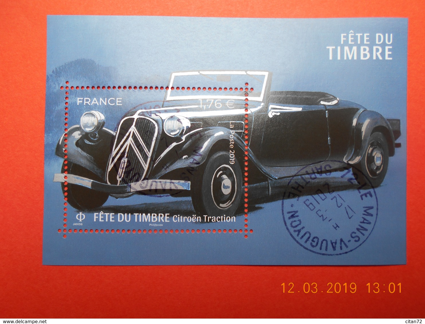 FRANCE 2019   FETE DU TIMBRE  Feuillet Citroen Traction  Beaux Cachets Ronds Sur Timbre  Neuf - Oblitérés