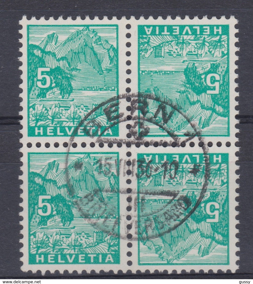 SUISSE 1934:  Bloc De 4 Du 5 C.,  Oblitération Centrale - Used Stamps