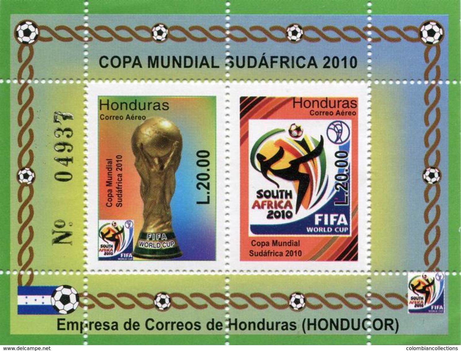 Lote H11, Honduras, 2010, HF, SS, Copa Mundial Sudafrica 2010, Football, Futbol, Soccer - Honduras