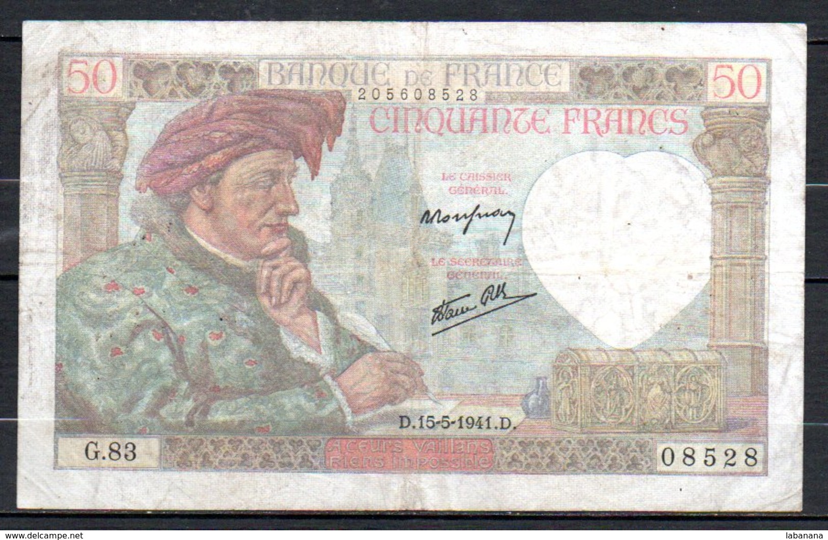 615-France Billet De 50 Francs 1941 D G83 - 50 F 1940-1942 ''Jacques Coeur''