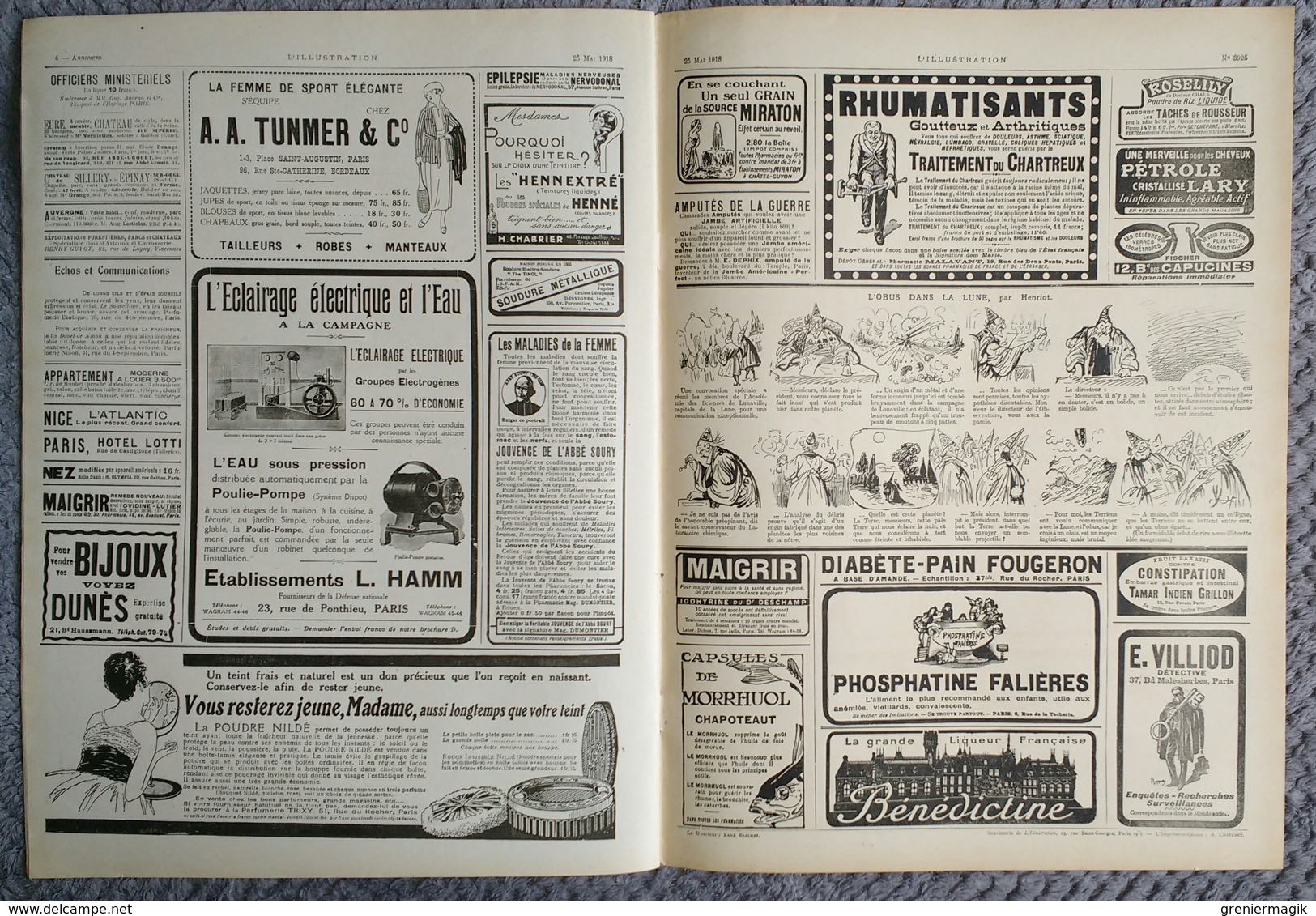 L'Illustration 3925 25 mai 1918 Mort de l'aviateur Gilbert/La guerre à Tahiti Zélée Walkure/Diables bleus/Raoul Lufbery