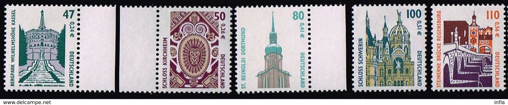 Bund 2000/01, Michel# 2176,2210, 2177, 2156, 2140  **   In 'Doppelwährung Sehenswürdigkeiten - Unused Stamps