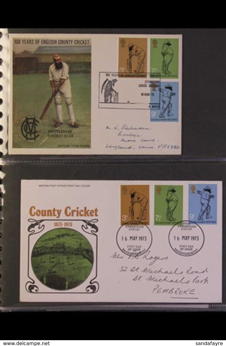 CRICKET 1968-79 COVERS & CARDS COLLECTION Of Illustrated Special & First Day Covers Housed In Two Cover Albums, Many Iss - Non Classés