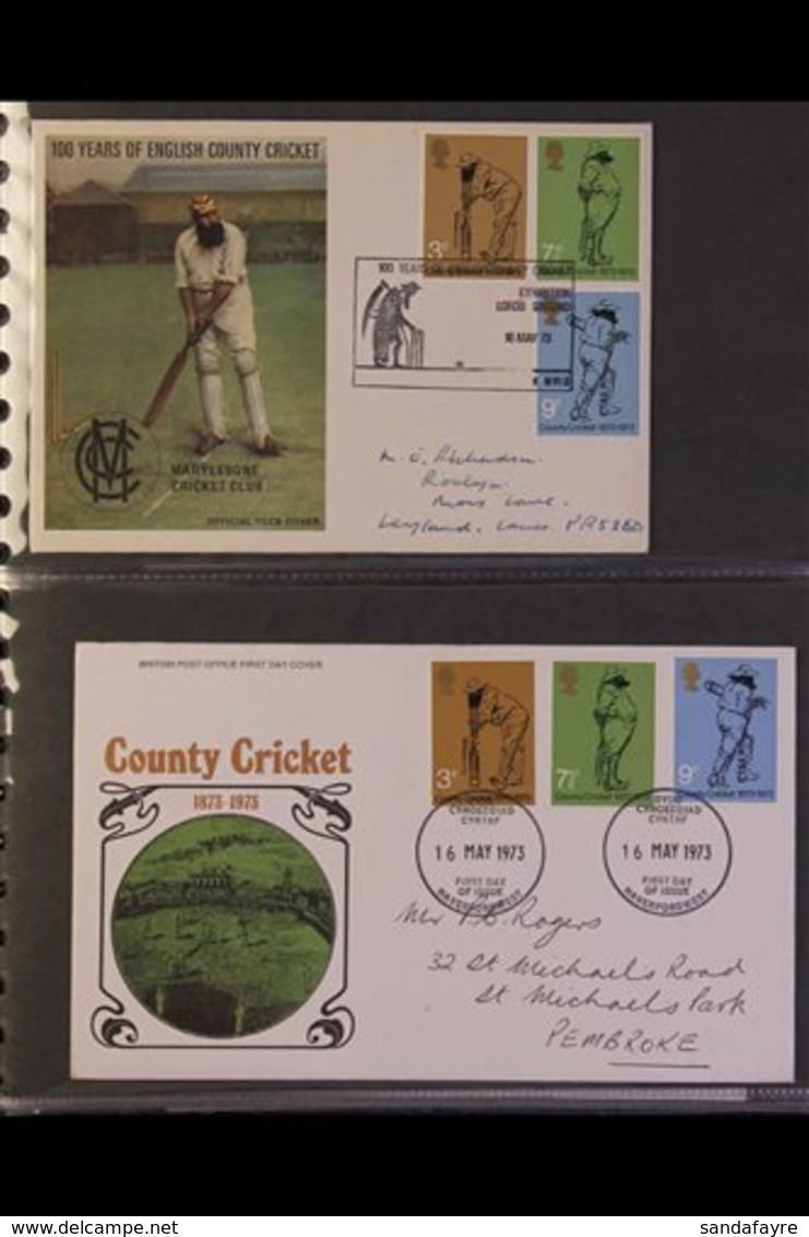 CRICKET 1968-79 COVERS & CARDS COLLECTION Of Illustrated Special & First Day Covers Housed In Two Cover Albums, Many Iss - Zonder Classificatie