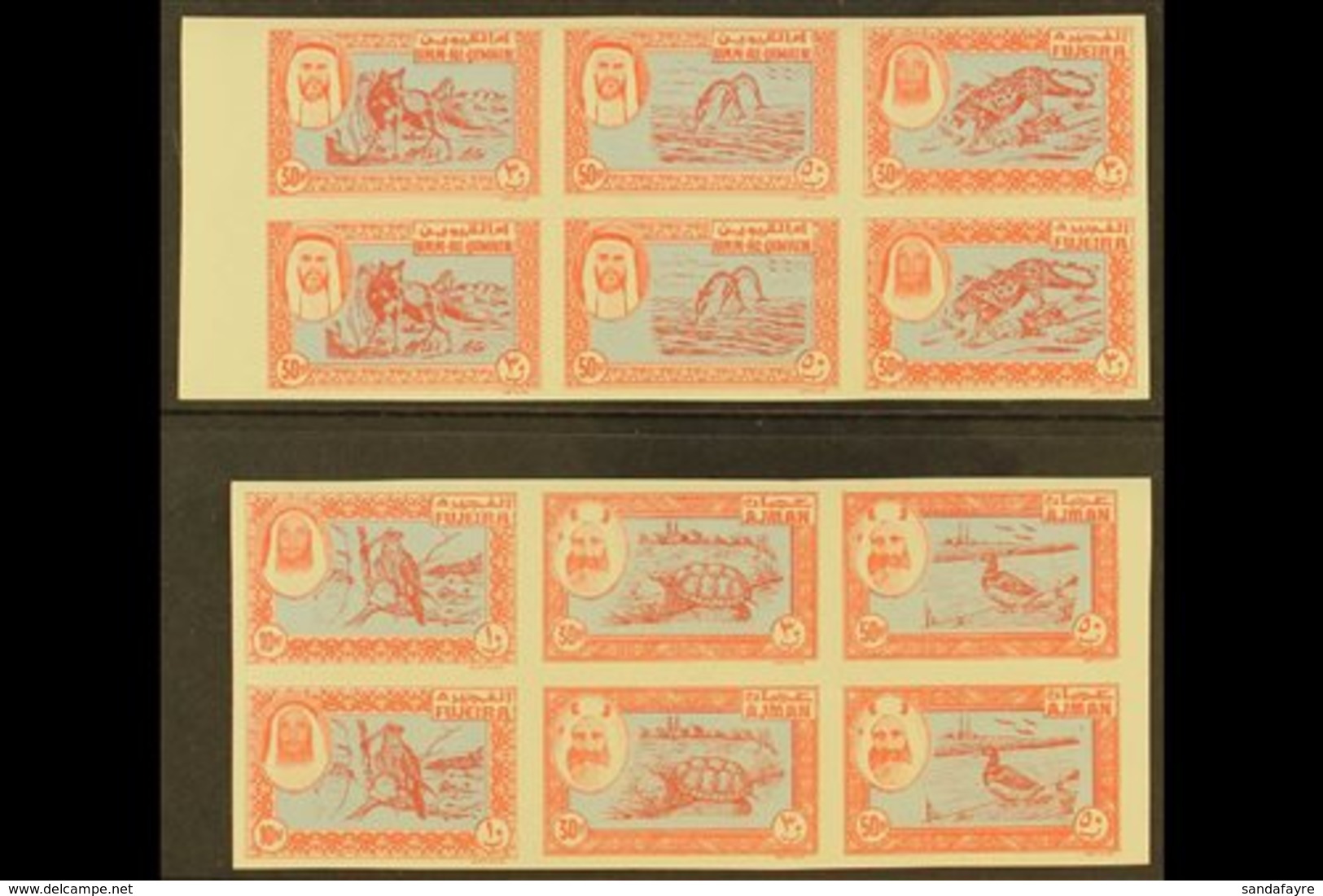 FLORA & FAUNA TRUCIAL STATES - UNISSUED DESIGNS 1963 Animals, Blue & Rose, Set Of 10np, 30np & 50np Values In Two, Se-te - Zonder Classificatie