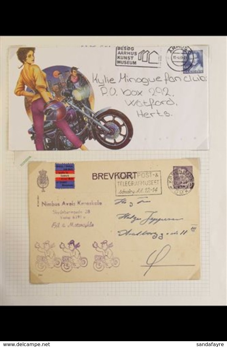 MOTORCYCLES DENMARK 1920's-2000's Collection Of Never Hinged Mint & Used Stamps, Covers, Postcards & Meter Mail Pieces A - Non Classés