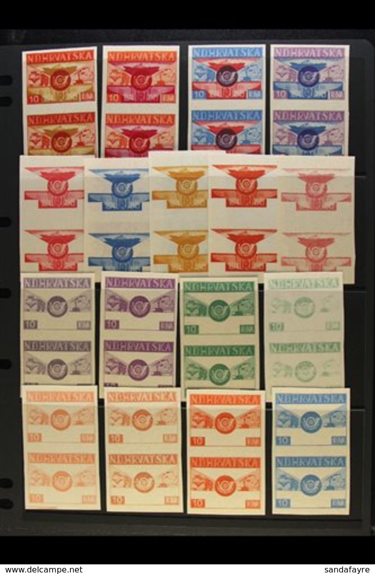 UNIVERSAL POSTAL UNION 1949 Croatia (Government In Exile) Collection Of Imperf Proof Pairs Printed In Various Colours Or - Non Classés