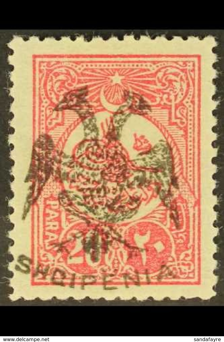 1913 20pa Rose Carmine, Pl II, SG 6 (Mi 6), Very Fine Mint. Signed Diena. For More Images, Please Visit Http://www.sanda - Albania