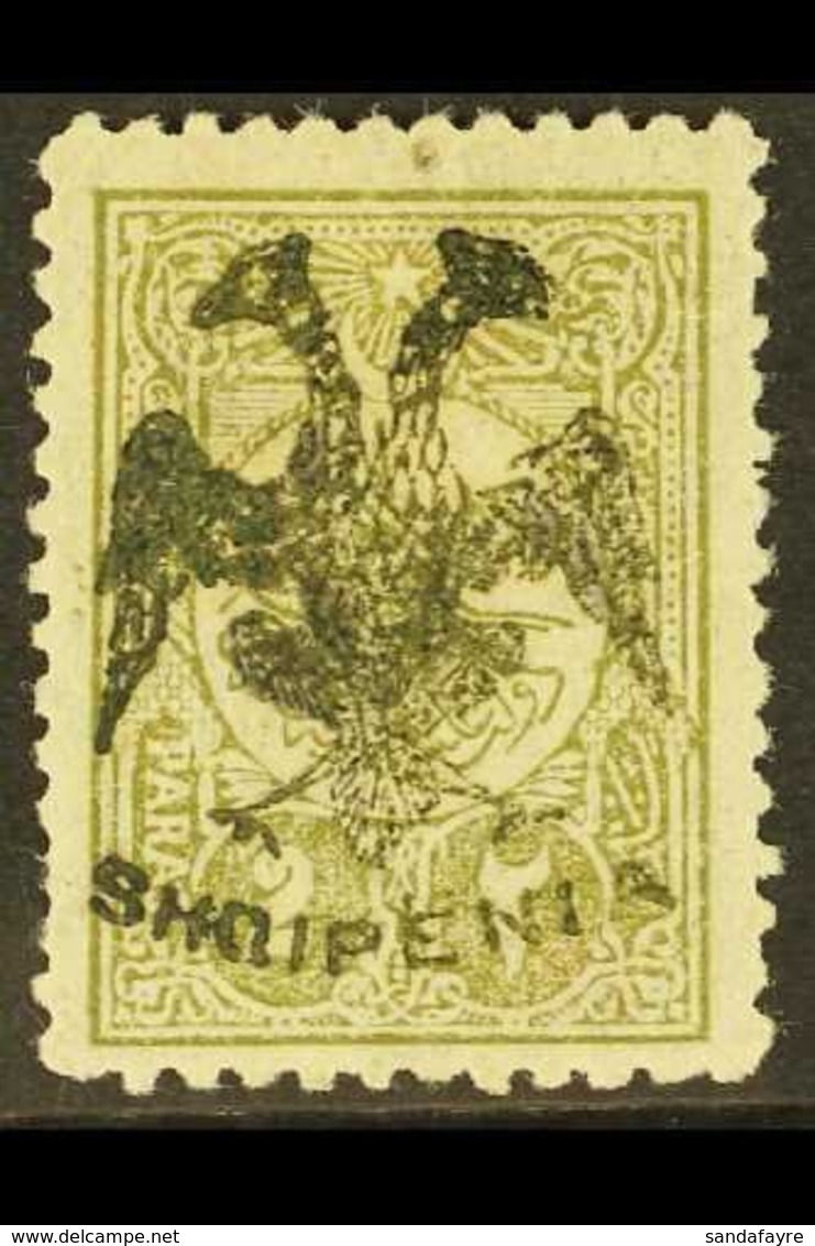 1913 2pa Olive Green Overprinted "Eagle" In Black, SG 3 (Mi 3), Fresh Mint, Couple Nibbed Perfs At Left. For More Images - Albania