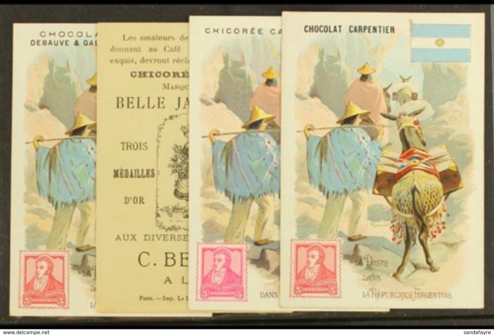 1908 Stamp Designs On Advertising Cards, All Different, Seldom Seen (4 Cards) For More Images, Please Visit Http://www.s - Other & Unclassified